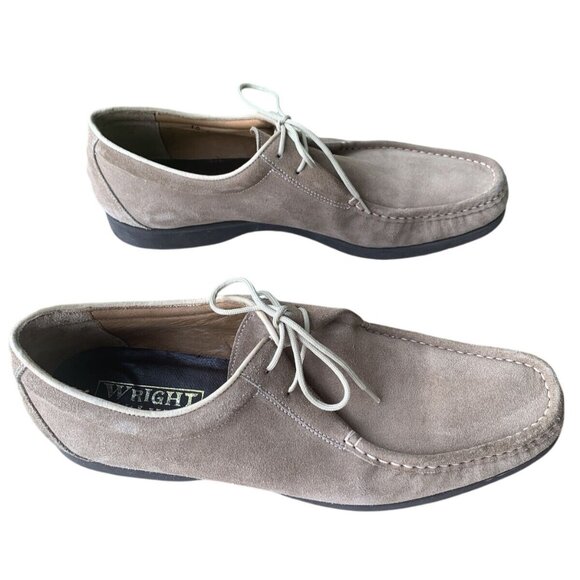 WRIGHT WALKER Vibram Men’s Beige/Tan Suede Lace Up Shoes Size 12A Moc Toe EUC - Picture 6 of 9